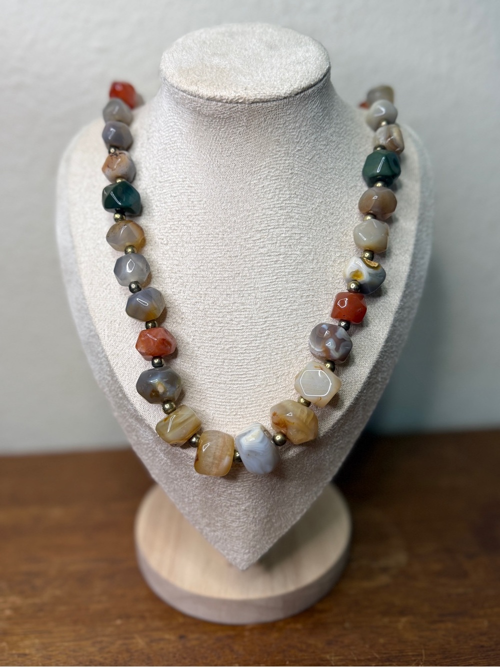 Handcrafted Multi-Color Indian Agate Bead Necklace - Womens Jewelry